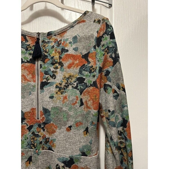Anthropologie Saturday Sunday Gray Floral Knit Dress Fit & Flare Size Medium - Picture 16 of 16